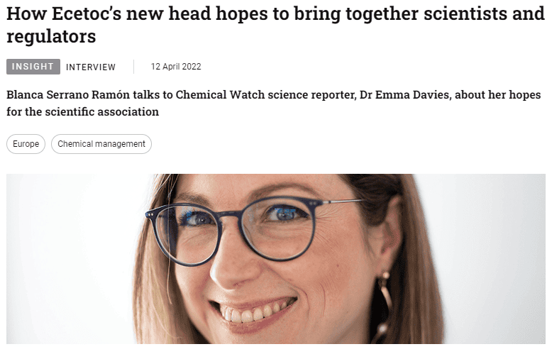 Blanca Serrano talks to Chemical Watch about new role and future challenges
